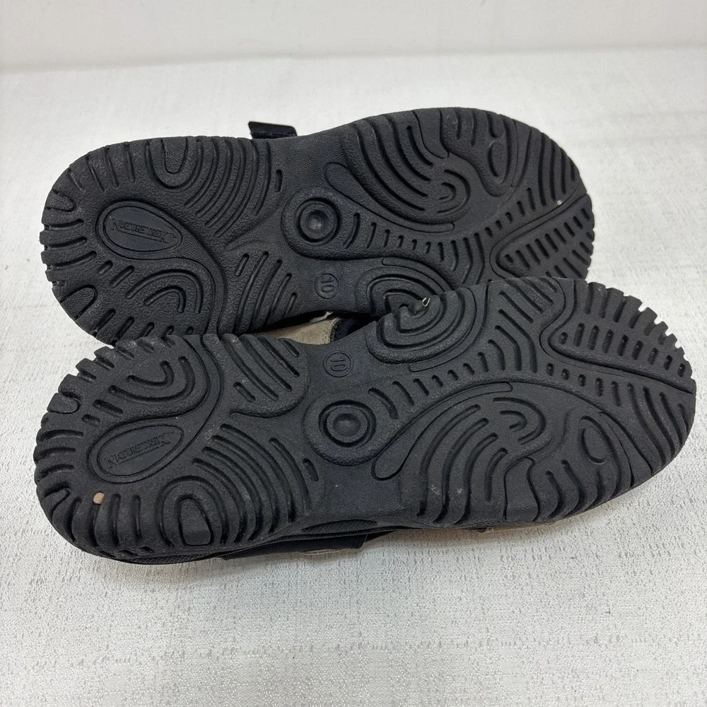 Nature Trek Mens Size 10 Hiking Outdoor Sandal Hook & Loop Brown & Black‎ EUC